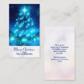 Moderne elektronische blauw kerstboom met licht visitekaartje (Voorkant / Achterkant)