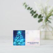 Moderne elektronische blauw kerstboom met licht visitekaartje (Staand voorkant)