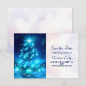 Moderne elektronische blauw kerstboom save the date (Voorkant / Achterkant)