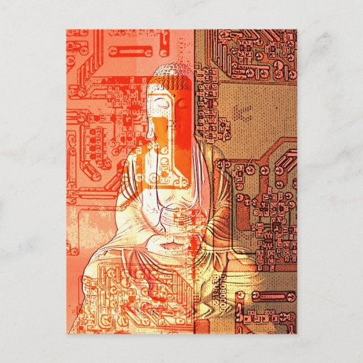 Moderne elektronische boeddha briefkaart (Voorkant)