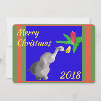 Moderne Elephant Lights Kandle Xmas aangepaste tek Feestdagenkaart