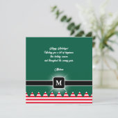 Moderne Elf Dennengroen Vakantie Monogram Feestdagenkaart (Staand voorkant)