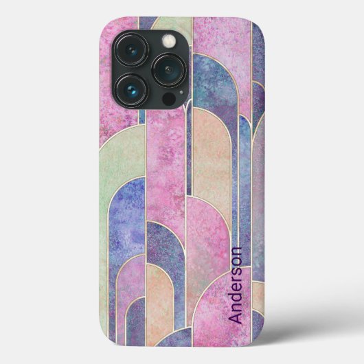 Moderne Eligant Retro Lijn Monogram Case-Mate iPhone Case (Achterkant)