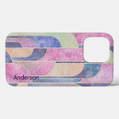 Moderne Eligant Retro Lijn Monogram Case-Mate iPhone Case (Achterkant (horizontaal))