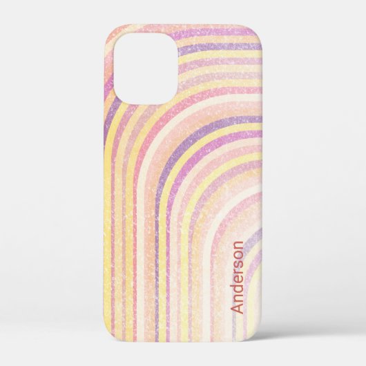Moderne Eligante Retro Lijn Monogram Case-Mate iPhone Case (Achterkant)