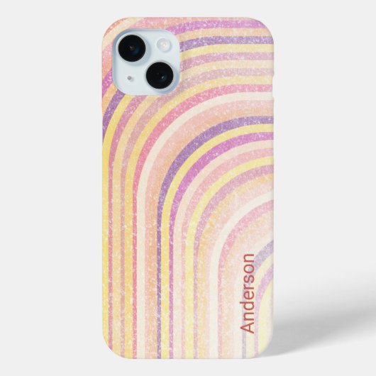 Moderne Eligante Retro Lijn Monogram Case-Mate iPhone Case (Achterkant)