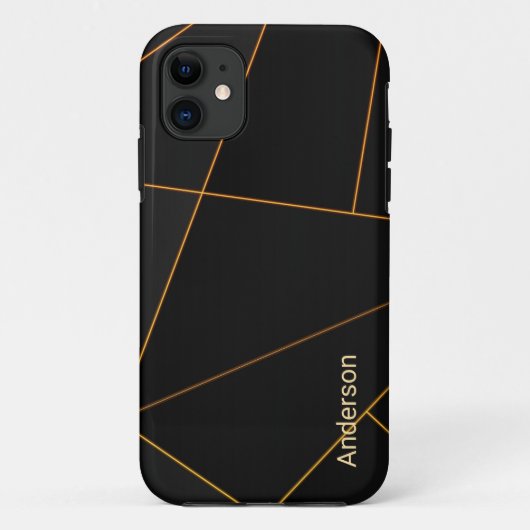 Moderne Eligante Retro Lijn Monogram Case-Mate iPhone Case (Achterkant)