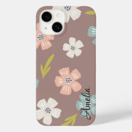 Moderne Eligante Retro Lijn Monogram Case-Mate iPhone 14 Hoesje