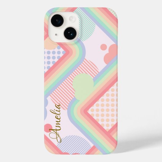 Moderne Eligante Retro Lijn Monogram Case-Mate iPhone Case (Achterkant)