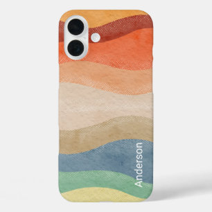 Moderne Eligante Retro Lijn Monogram iPhone 16 Plus Hoesje