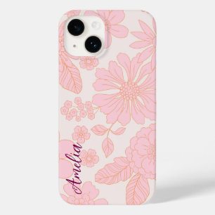 Moderne Eligante Retro Lijn Monogram Case-Mate iPhone 14 Hoesje