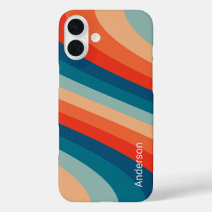Moderne Eligante Retro Lijn Monogram iPhone 16 Plus Hoesje