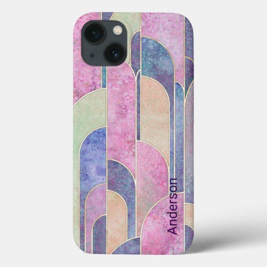 Moderne Eligante Retro Lijn Monogram Case-Mate iPhone Case (Achterkant)