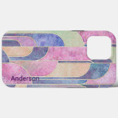 Moderne Eligante Retro Lijn Monogram Case-Mate iPhone Case (Achterkant (horizontaal))