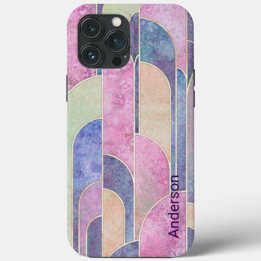 Moderne Eligante Retro Lijn Monogram Case-Mate iPhone Case (Achterkant)
