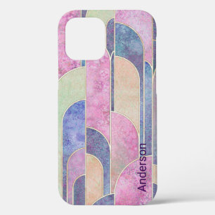 Moderne Eligante Retro Lijn Monogram Case-Mate iPhone Case