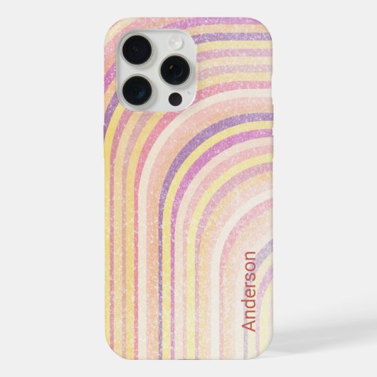 Moderne Eligante Retro Lijn Monogram iPhone Hoesje (Achterkant)
