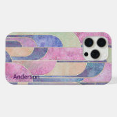Moderne Eligante Retro Lijn Monogram iPhone Hoesje (Achterkant horizontaal)
