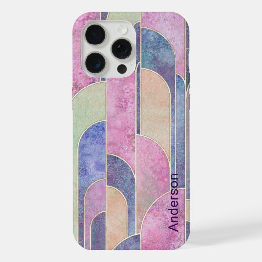 Moderne Eligante Retro Lijn Monogram iPhone Hoesje (Achterkant)