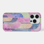 Moderne Eligante Retro Lijn Monogram iPhone Hoesje (Achterkant horizontaal)