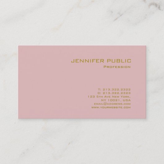 Moderne, elite-Sjabloon met roze goudluxe Visitekaartje (Voorkant)