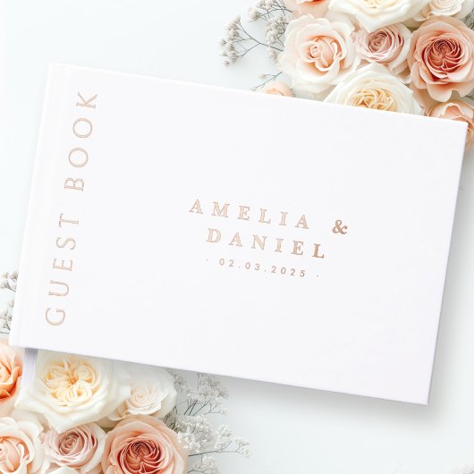 Moderne elke kleur bruiloft namen en datum echte f gastenboek