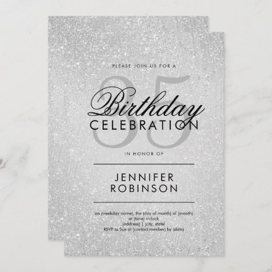 Moderne, elke leeftijd Zilver Glitter Paint Kijk Kaart (Voorkant / Achterkant)