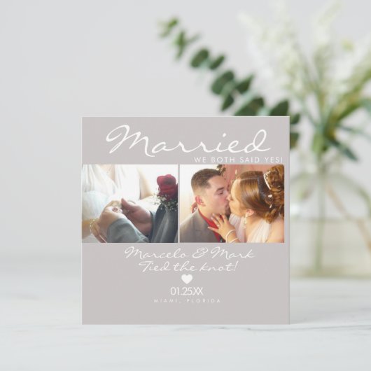 Moderne Eloped Simple Heart Couples Kaart (Staand voorkant)