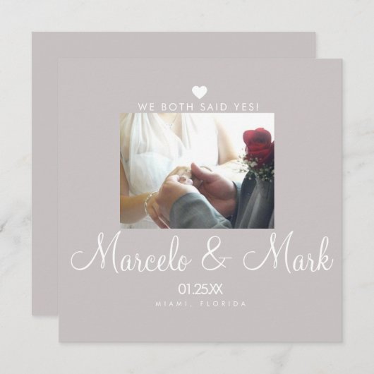 Moderne Eloped Simple Heart Photo Celebration Kaar Kaart (Voorkant / Achterkant)