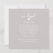 Moderne Eloped Simple Heart Photo Celebration Kaar Kaart (Achterkant)