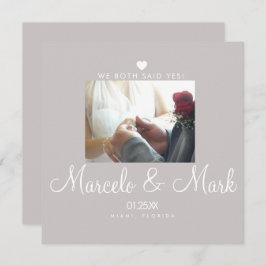 Moderne Eloped Simple Heart Photo Celebration Kaar Kaart