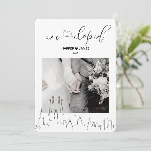 Moderne Elopement Aankondiging | Barcelona (Staand voorkant)