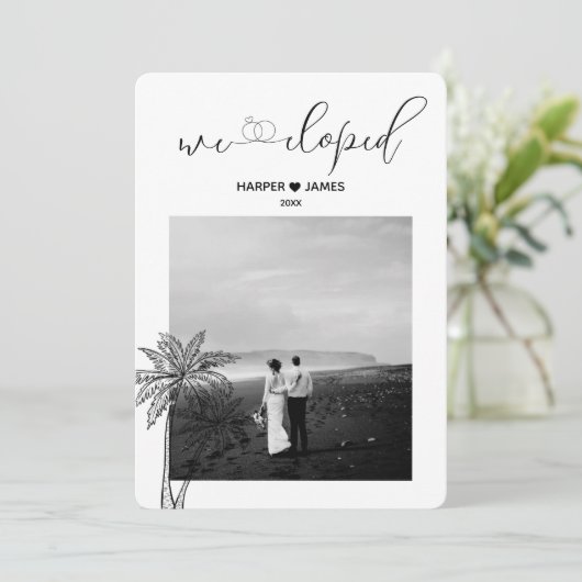 Moderne Elopement Aankondiging | Strand bruiloft (Staand voorkant)