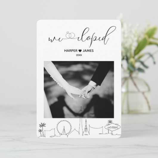 Moderne Elopement Aankondiging | Vegas (Staand voorkant)