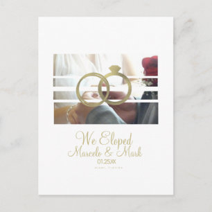 Moderne Elopement Foto Blinden Nep Gouden Ring Briefkaart