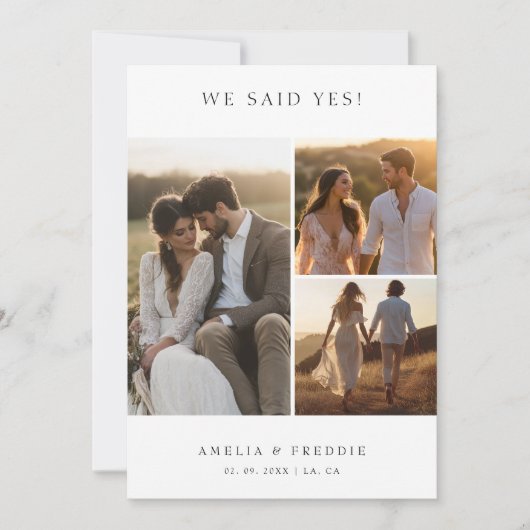 Moderne Elopement We Said Yes Rustieke Trouwfoto Aankondiging (Voorkant)