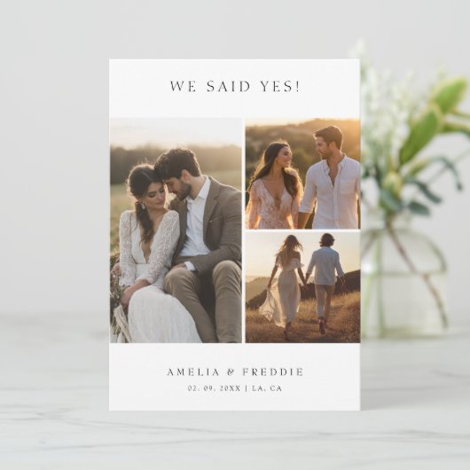 Moderne Elopement We Said Yes Rustieke Trouwfoto Aankondiging (Staand voorkant)