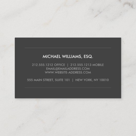  moderne embleem voor advocaten, advocaten visitekaartje (Achterkant)