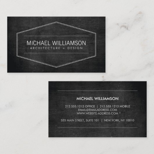  moderne embleem zwart hout architect, bouwen visitekaartje (Voorkant / Achterkant)
