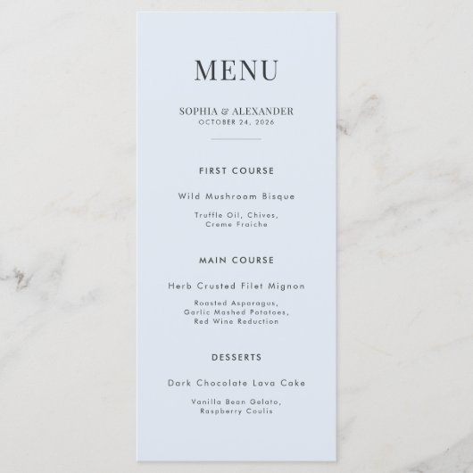 Moderne Emerald Arch & Glacial Blue Menu (Voorkant)