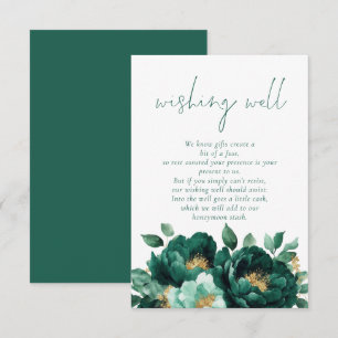 Moderne Emerald Gold Bloemen bruiloft wensen goed Informatiekaartje