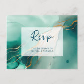 Moderne Emerald Gold Boho Beach Trouwmaaltijd RSVP Uitnodiging Briefkaart (Voorkant)