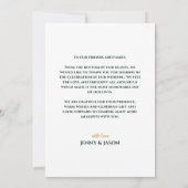 Moderne Emerald Gold foto bruiloft dank u kaart (Achterkant)