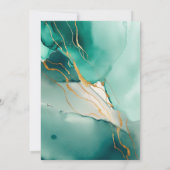 Moderne Emerald Gold Ocean Waves Strand Bruiloft Kaart (Achterkant)