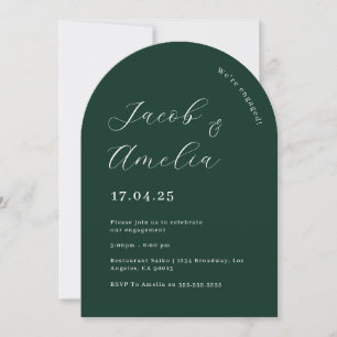 Moderne Emerald Green Arch Engagement Party Kaart