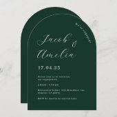 Moderne Emerald Green Arch Engagement Party Kaart (Voorkant / Achterkant)