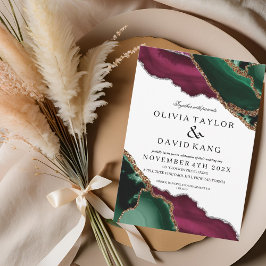 Moderne Emerald Green Bourgondische Agaat bruiloft Kaart