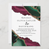 Moderne Emerald Green Bourgondische Agaat bruiloft Kaart (Voorkant)