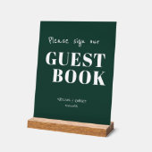 Moderne Emerald Green bruiloft teken ons gastenboe Acryl Bord (Hoek)