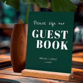 Moderne Emerald Green bruiloft teken ons gastenboe Acryl Bord